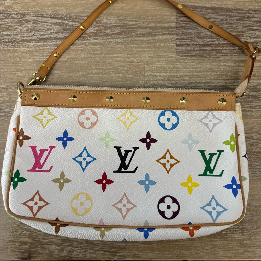 Rare, authentic Louis Vuitton multi-colored pouchette in excellent condition.
